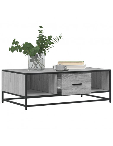 Tavolino Grigio Sonoma 100x57x35 cm Legno Multistrato e Metallo