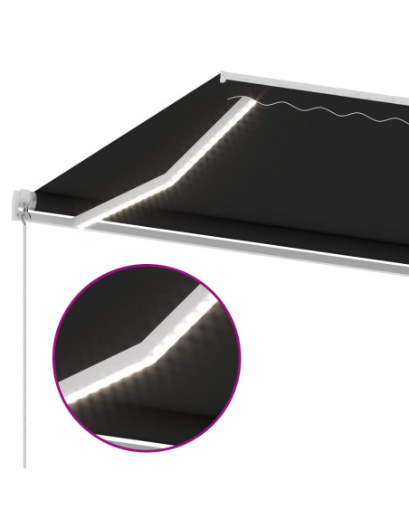 Tenda da Sole Retrattile Manuale con LED 500x300 cm Antracite