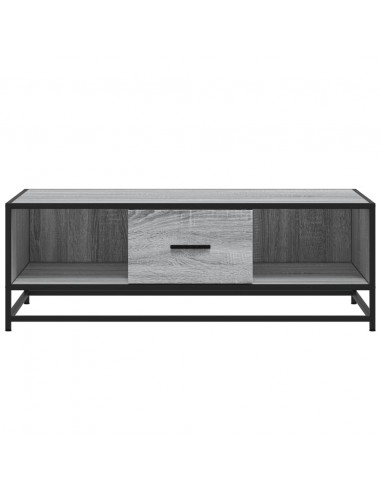 Tavolino Grigio Sonoma 100x57x35 cm Legno Multistrato e Metallo