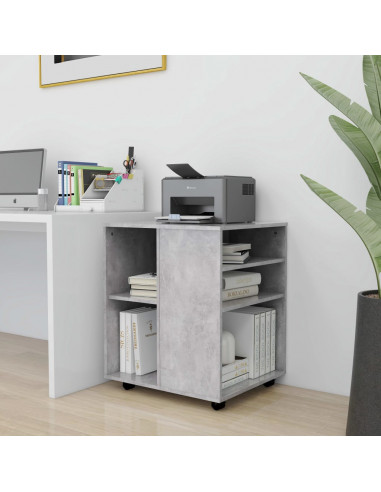 Mobiletto con Ruote Grigio Cemento 60x53x72cm Legno Multistrato