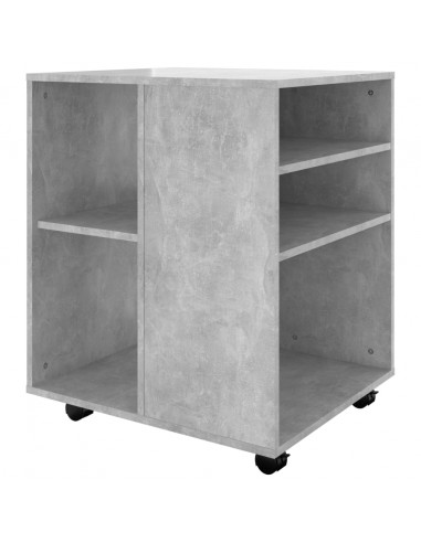 Mobiletto con Ruote Grigio Cemento 60x53x72cm Legno Multistrato