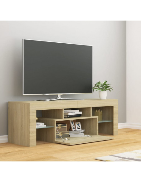 Mobile Porta TV con Luci LED Rovere Sonoma 120x35x40 cm
