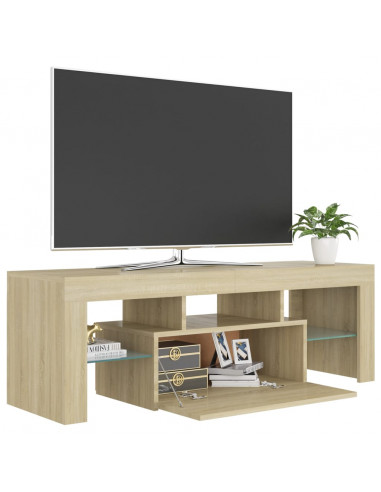 Mobile Porta TV con Luci LED Rovere Sonoma 120x35x40 cm