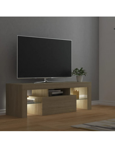 Mobile Porta TV con Luci LED Rovere Sonoma 120x35x40 cm
