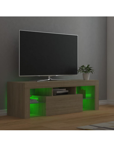 Mobile Porta TV con Luci LED Rovere Sonoma 120x35x40 cm