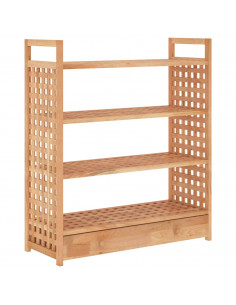 Scarpiera con Cassetto 70x27x81 cm Legno Massello di Noce 2