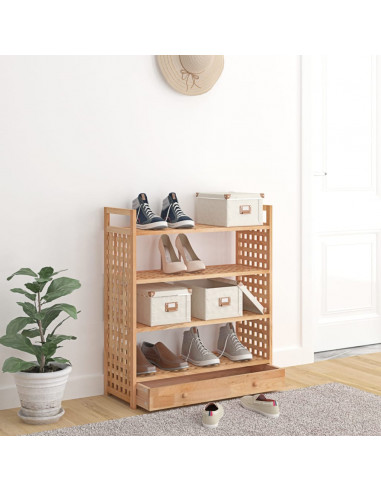 Scarpiera con Cassetto 70x27x81 cm Legno Massello di Noce