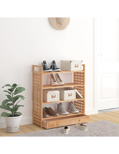 Scarpiera con Cassetto 70x27x81 cm Legno Massello di Noce