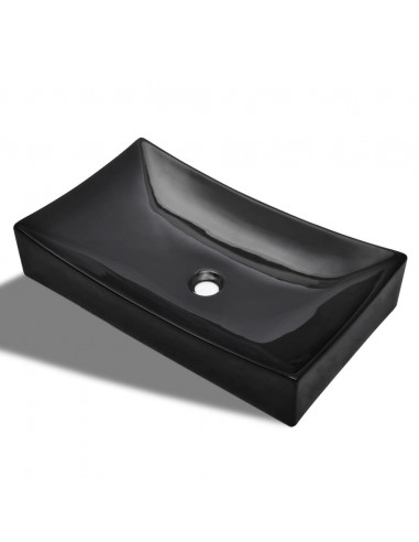 Lavandino da bagno in ceramica nera rettangolare