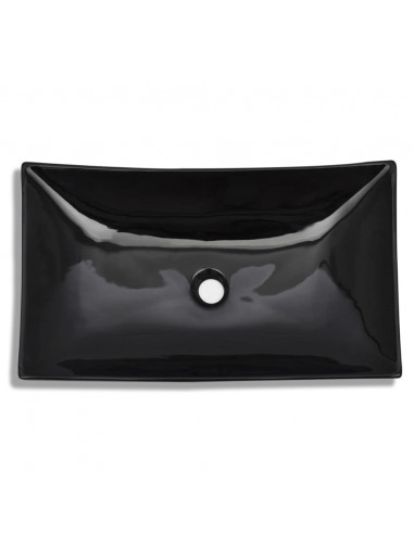 Lavandino da bagno in ceramica nera rettangolare