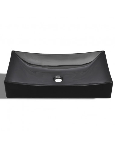 Lavandino da bagno in ceramica nera rettangolare