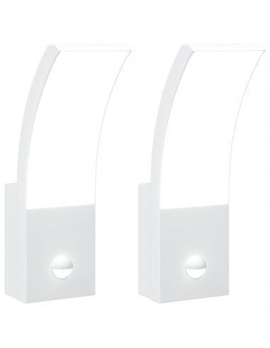 Applique con LED e Sensore 2 pz Bianche in Alluminio Pressofuso
