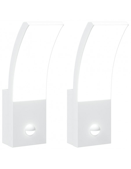 Applique con LED e Sensore 2 pz Bianche in Alluminio Pressofuso