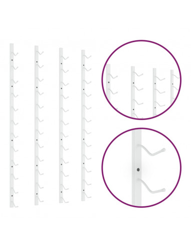 Portavini da Parete per 12 Bottiglie 2 pz Bianchi in Ferro