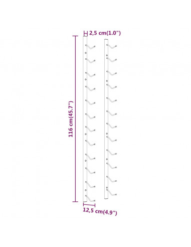 Portavini da Parete per 12 Bottiglie 2 pz Bianchi in Ferro