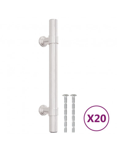 Maniglie per Mobili 20pz Argento 96mm in Acciaio Inox