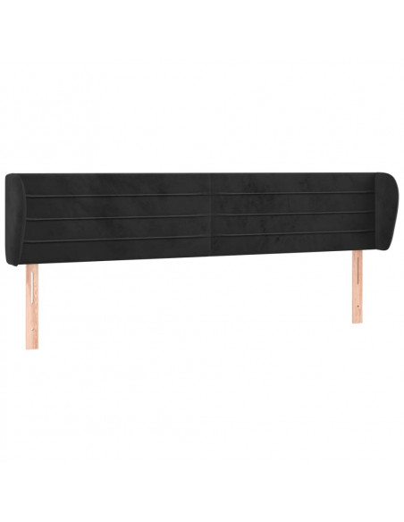 Testiera ad Orecchio Nera 163x23x78/88 cm in Velluto