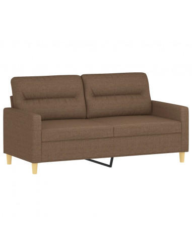 Set di Divani 2 pz con Cuscini Marrone in Tessuto