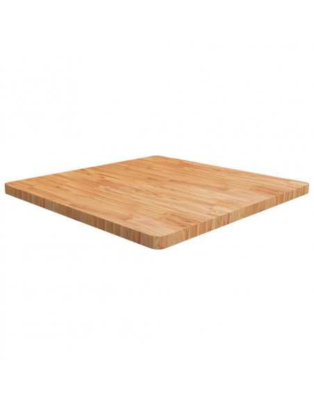 Piano Tavolo Quadrato Marrone Chiaro 90x90x4cm Rovere Trattato
