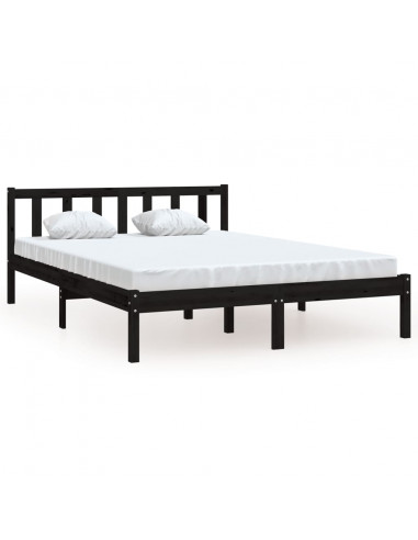 Giroletto Nero in Legno Massello 135x190 cm Double