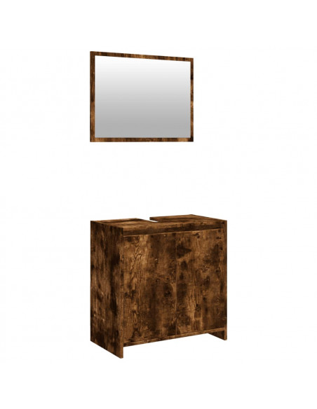 Set Mobili da Bagno 2 pz Rovere Fumo in Legno Multistrato