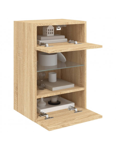 Mobile TV a Parete con Luci LED Rovere Sonoma 40x30x60,5 cm