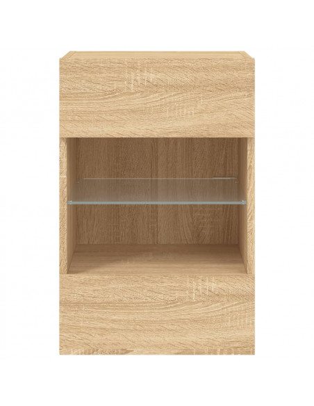 Mobile TV a Parete con Luci LED Rovere Sonoma 40x30x60,5 cm