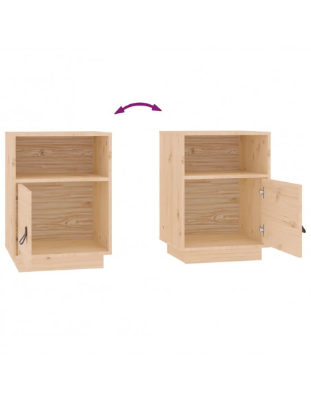 Comodini 2 pz 40x34x55 cm in Legno Massello di Pino