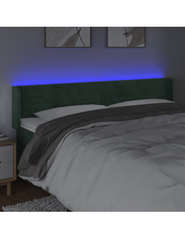 Testiera a LED Verde Scuro 203x16x78/88 cm in Velluto