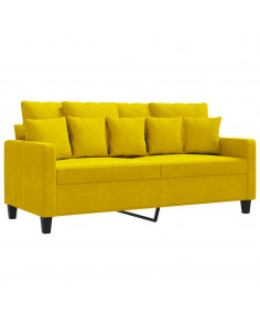 Divano a 2 Posti giallo 140 cm in Velluto 2