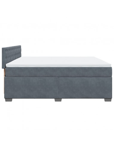 Giroletto a Molle con Materasso Grigio Scuro 180x200 cm Velluto