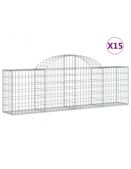 Cesti Gabbioni ad Arco 15 pz 200x30x60/80 cm Ferro Zincato