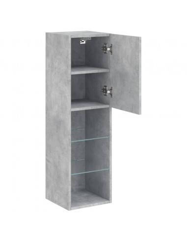 Mobili TV con Luci LED 2pz Grigio Cemento 30,5x30x102 cm