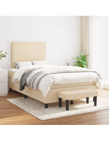 Giroletto a Molle con Materasso Crema 120x190 cm in Tessuto