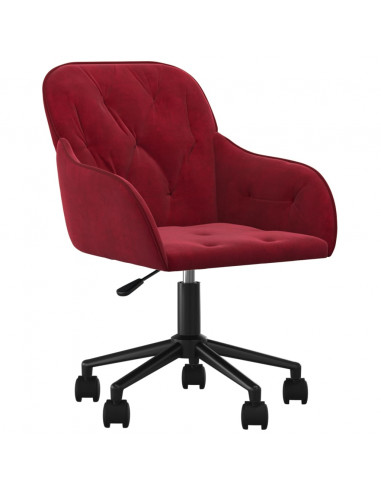 Sedia Girevole da Ufficio Rosso Vino in Velluto