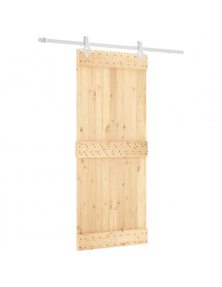 Porta Scorrevole con Set Hardware 85x210 cm Legno Massello Pino