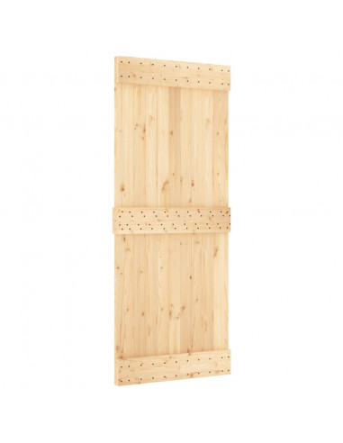 Porta Scorrevole con Set Hardware 85x210 cm Legno Massello Pino