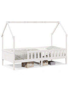 Giroletto Casetta Bambini Bianco 90x200 cm Legno Massello Pino 2