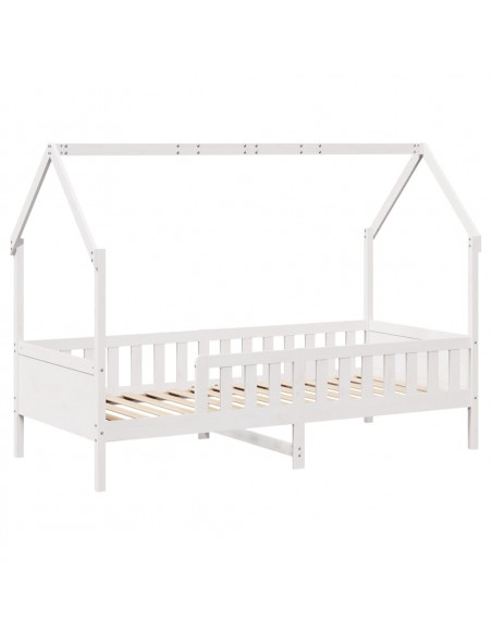 Giroletto Casetta Bambini Bianco 90x200 cm Legno Massello Pino