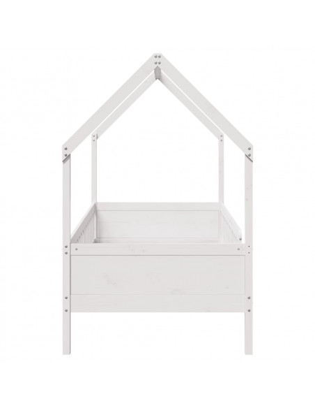 Giroletto Casetta Bambini Bianco 90x200 cm Legno Massello Pino