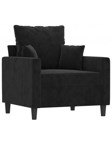 Set di Divani 3 pz con Cuscini Nero in Velluto