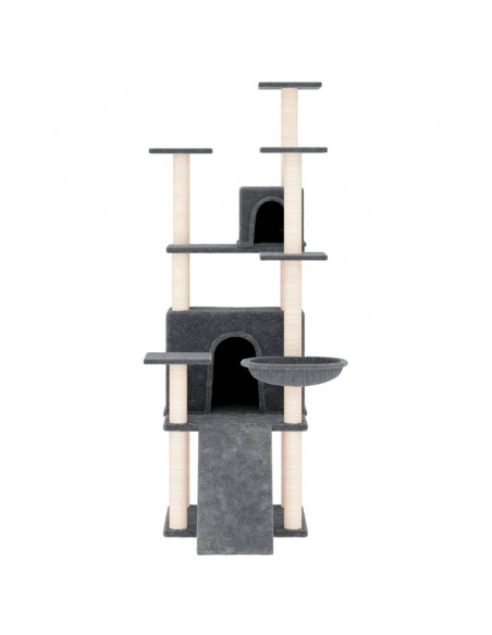 Albero per Gatti con Tiragraffi in Sisal Grigio Scuro 154 cm
