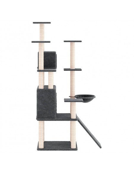 Albero per Gatti con Tiragraffi in Sisal Grigio Scuro 154 cm