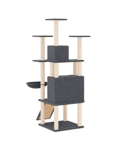 Albero per Gatti con Tiragraffi in Sisal Grigio Scuro 154 cm