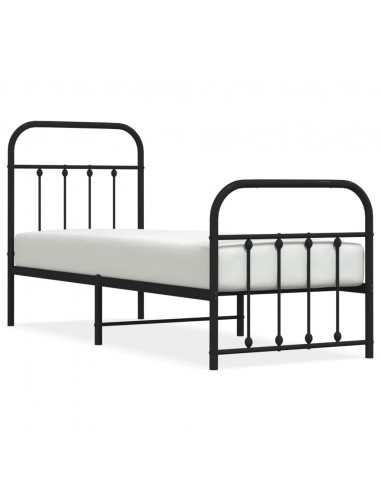 Giroletto con Testiera e Pediera Metallo Nero 75x190 cm