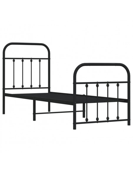 Giroletto con Testiera e Pediera Metallo Nero 75x190 cm