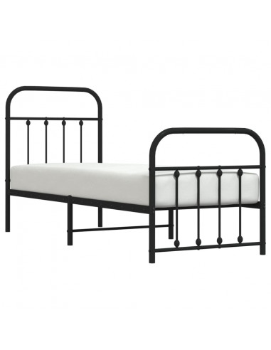 Giroletto con Testiera e Pediera Metallo Nero 75x190 cm