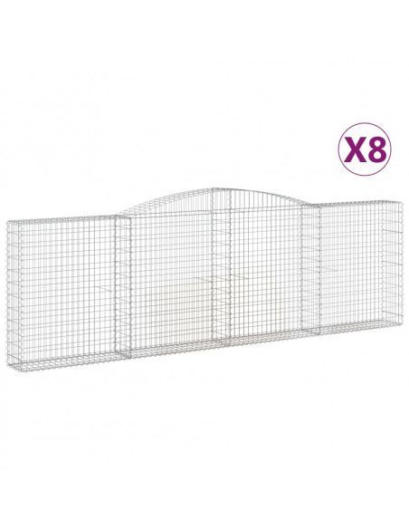 Cesti Gabbioni ad Arco 8 pz 400x30x120/140 cm Ferro Zincato