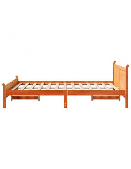 Letto senza Materasso Marrone Cera 140x190 cm in Legno di Pino