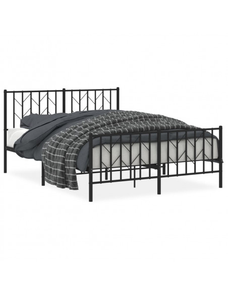 Giroletto con Testiera e Pediera Metallo Nero 140x190 cm